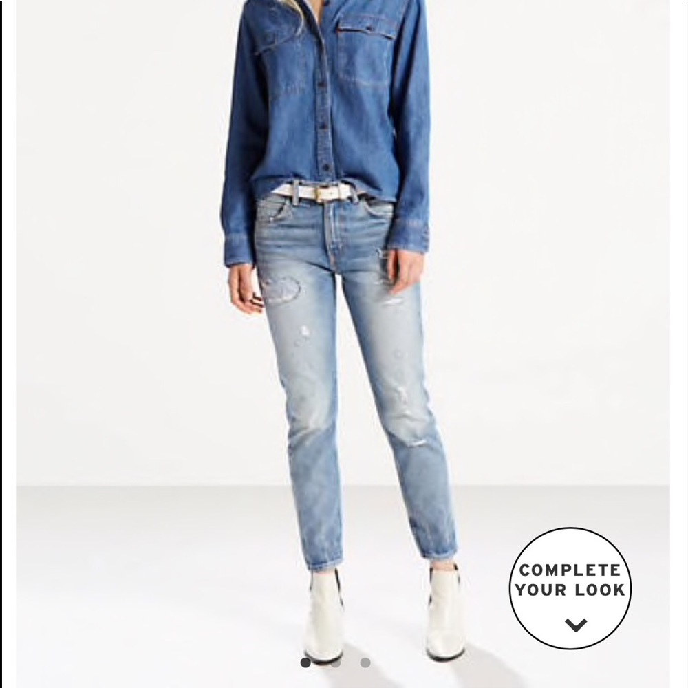 Levi 505C Dark Blue Distressed Jeans